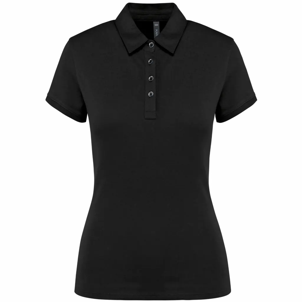 Damespolo korte mouwen van jersey, black — productfoto 5
