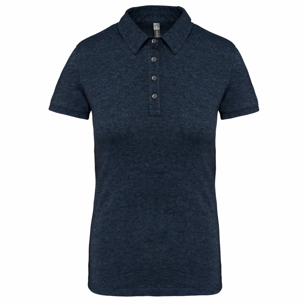 Damespolo korte mouwen van jersey, french navy heather — productfoto 8