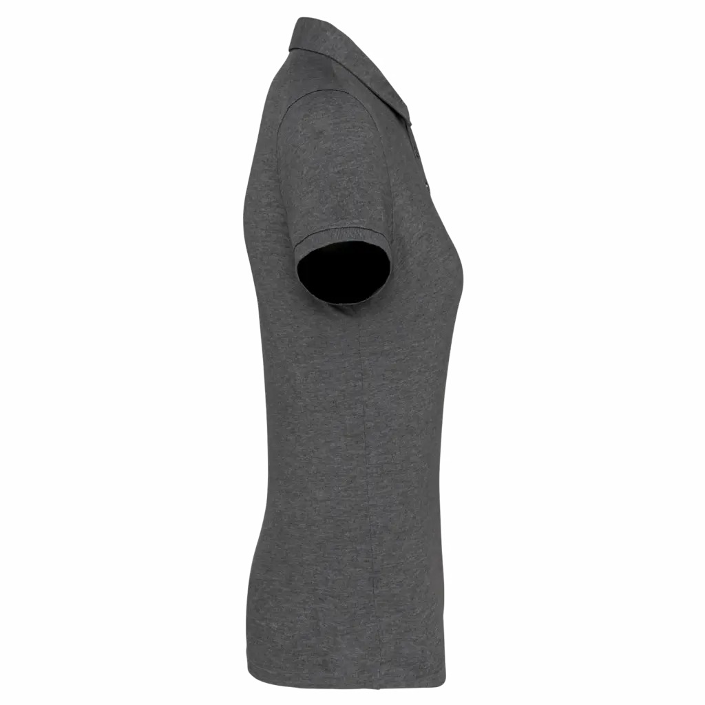 Damespolo korte mouwen van jersey, grey heather — productfoto 10