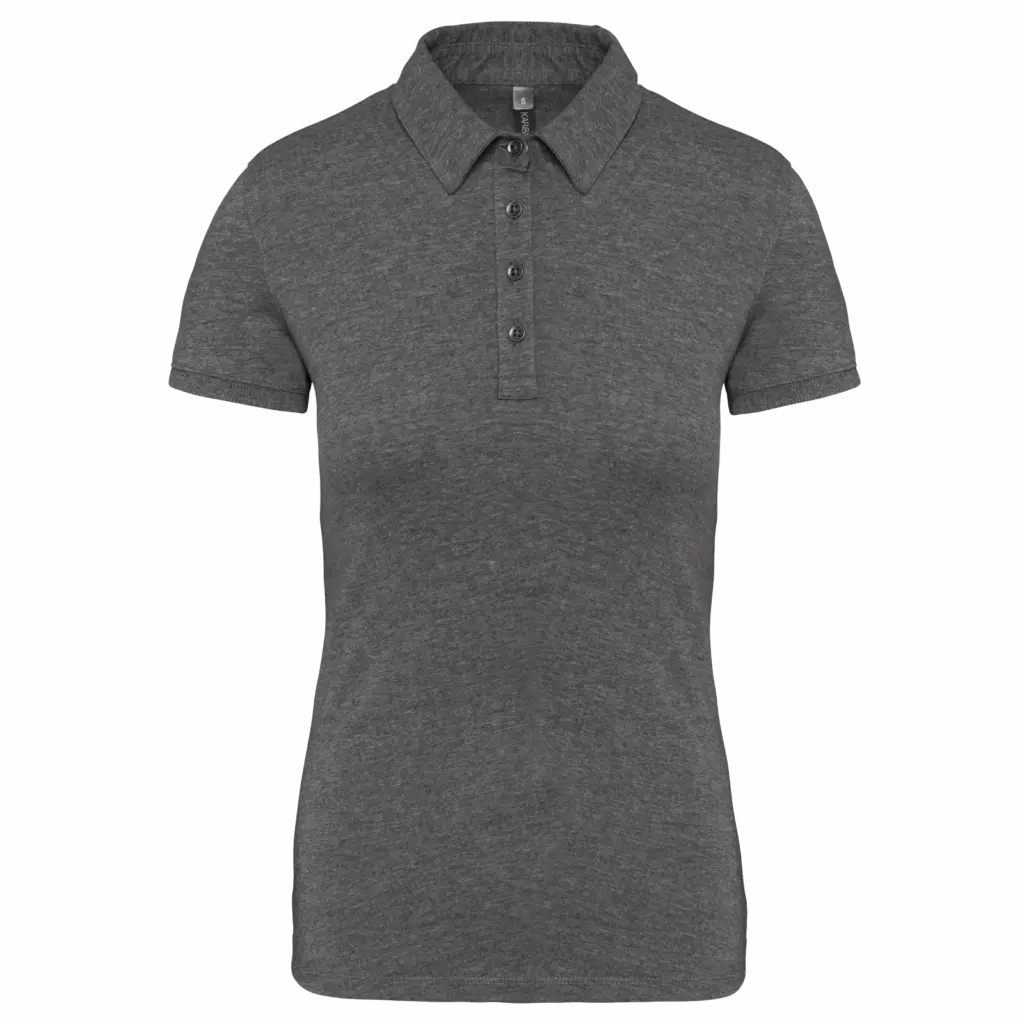 Damespolo korte mouwen van jersey, grey heather — productfoto 11