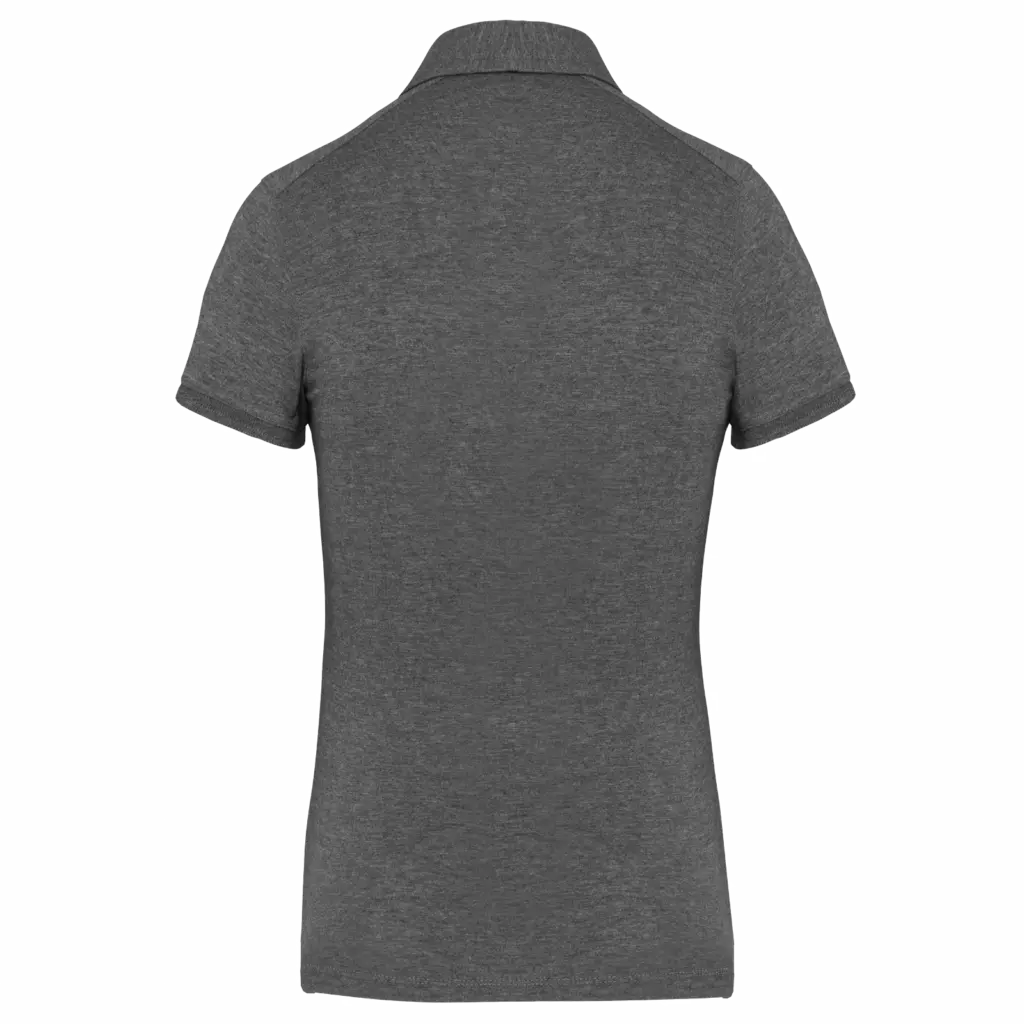 Damespolo korte mouwen van jersey, grey heather — productfoto 12
