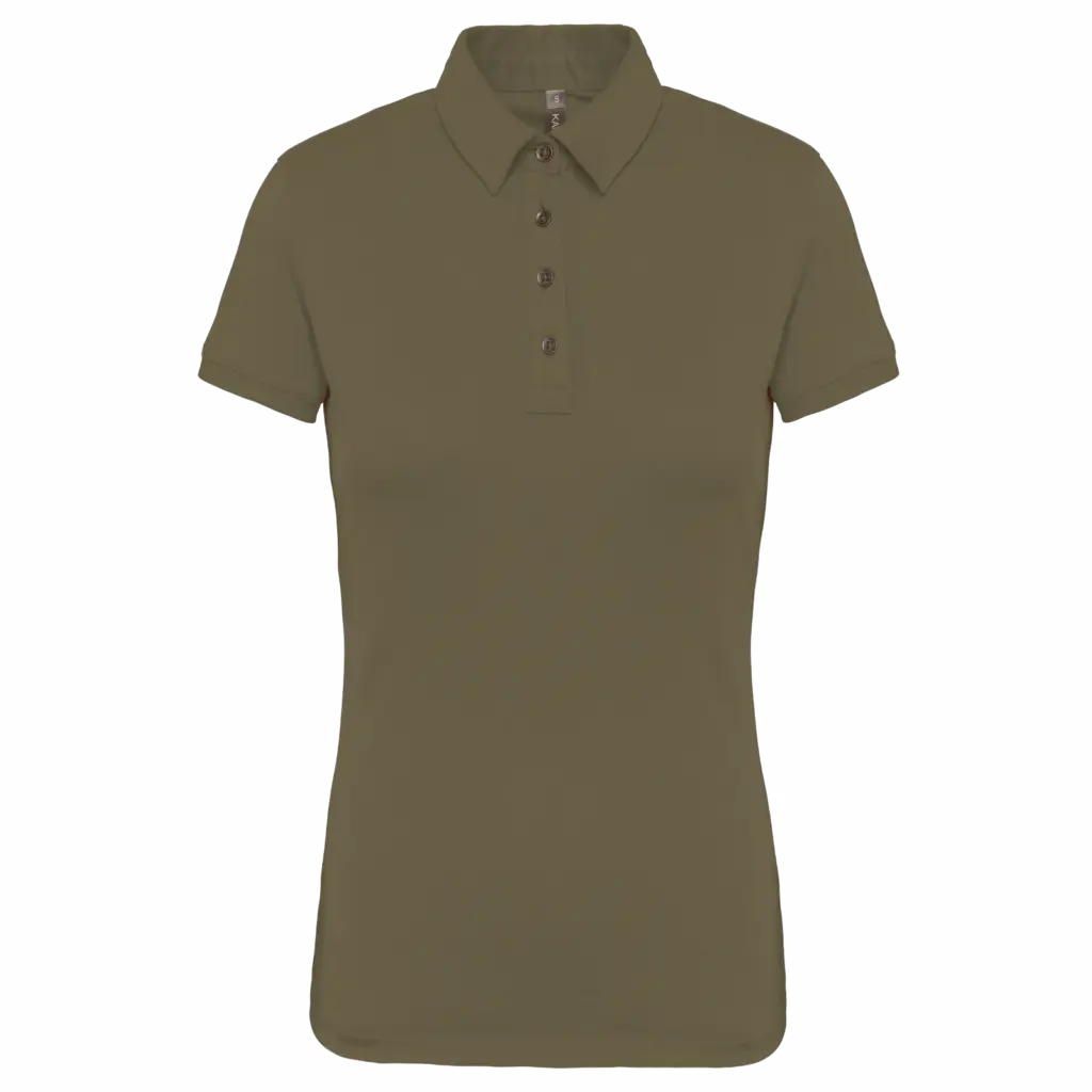 Damespolo korte mouwen van jersey, light khaki — productfoto 14