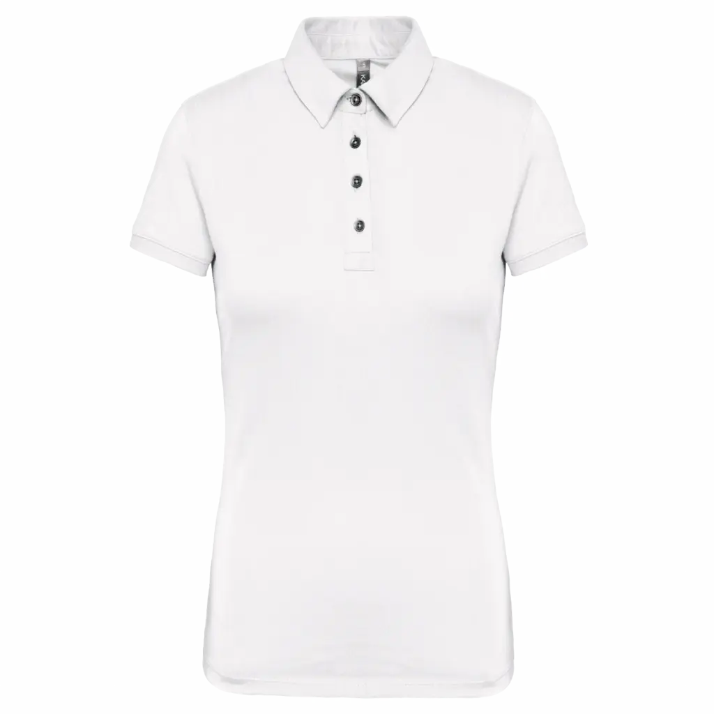 Damespolo korte mouwen van jersey, white — productfoto 35