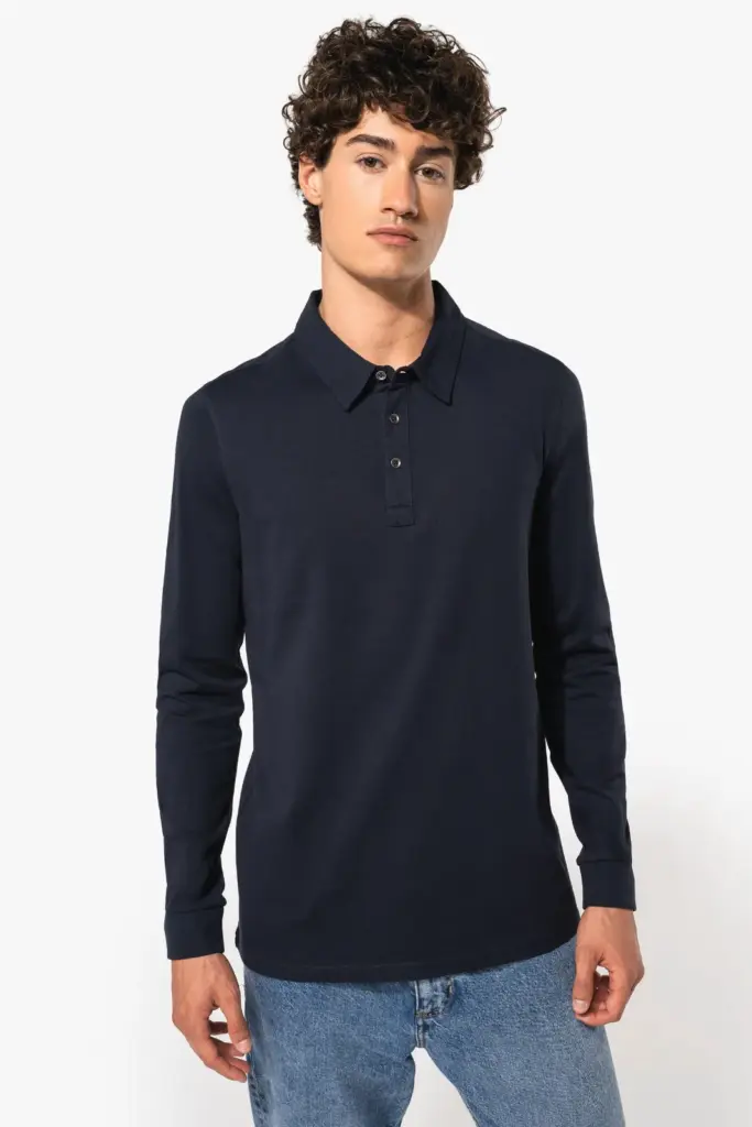 Herenpolo lange mouwen van jersey