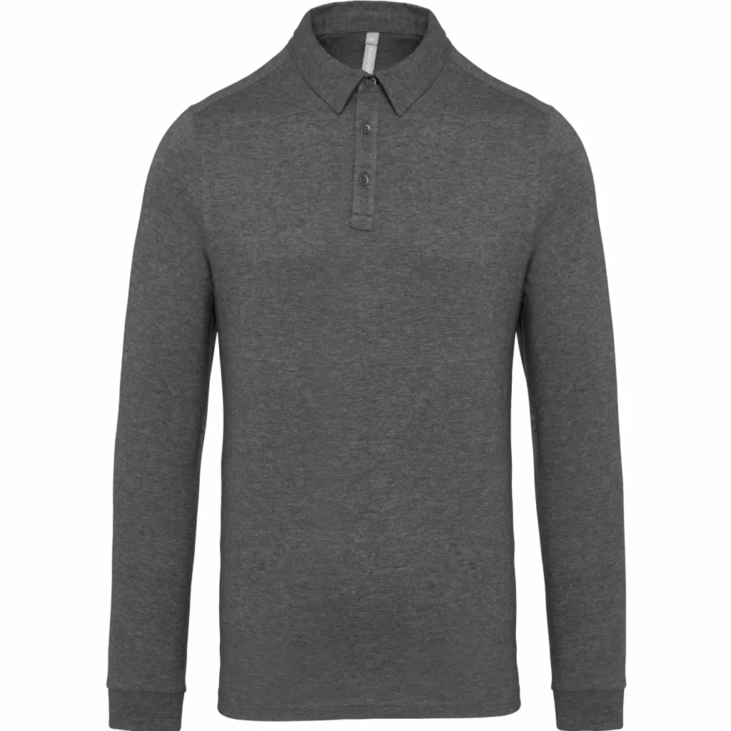 PS_K264_GREYHEATHER - Hidalgo-werbeartikel Herenpolo lange mouwen van jersey, grey heather — productfoto 18