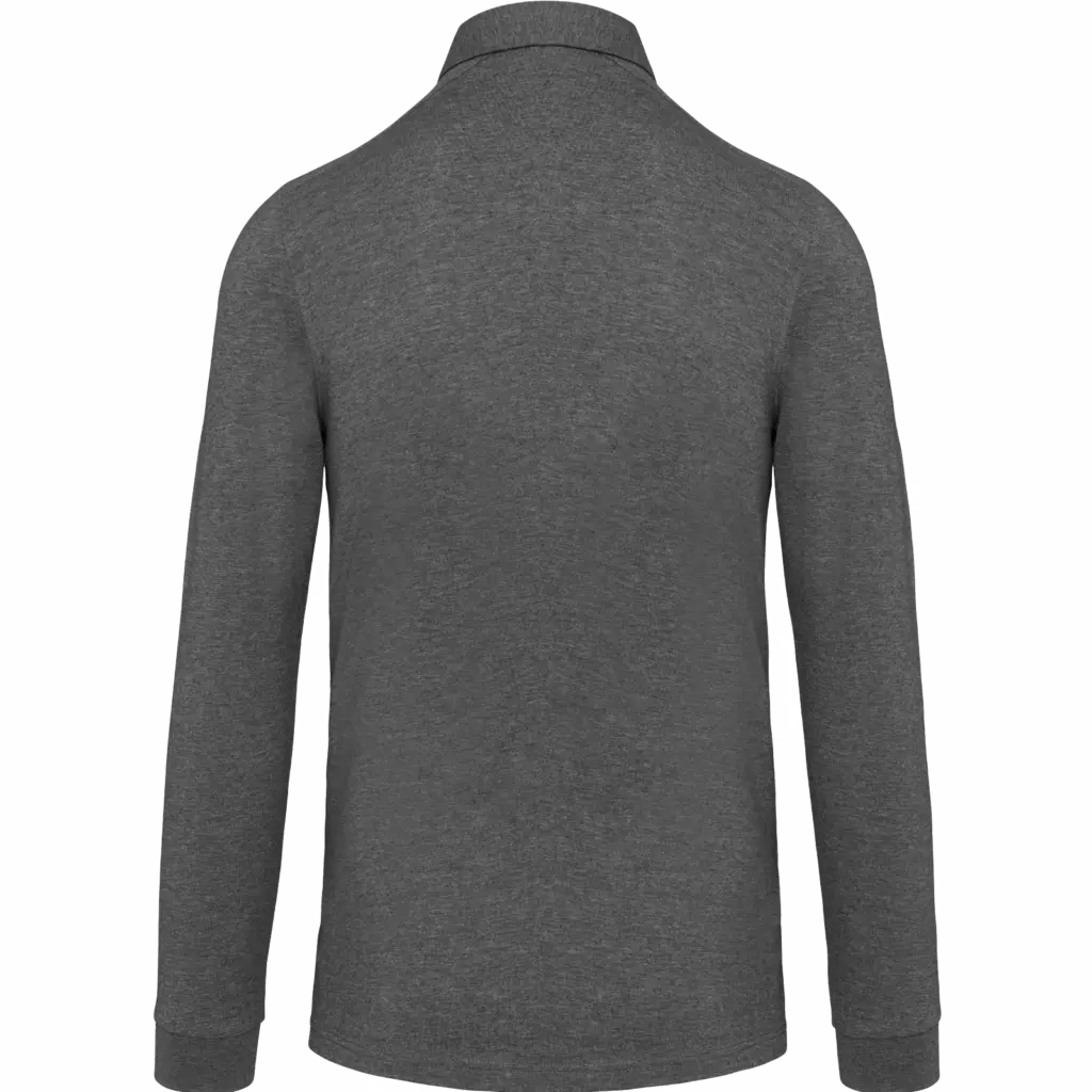 PS_K264-B_GREYHEATHER - Hidalgo-werbeartikel Herenpolo lange mouwen van jersey, grey heather — productfoto 19