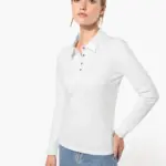 Damespolo lange mouwen van jersey