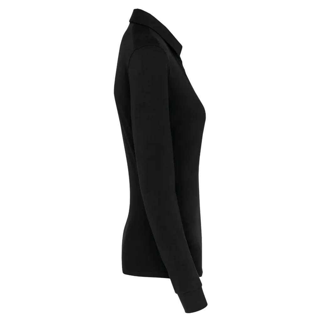 Damespolo lange mouwen van jersey, black — productfoto 6