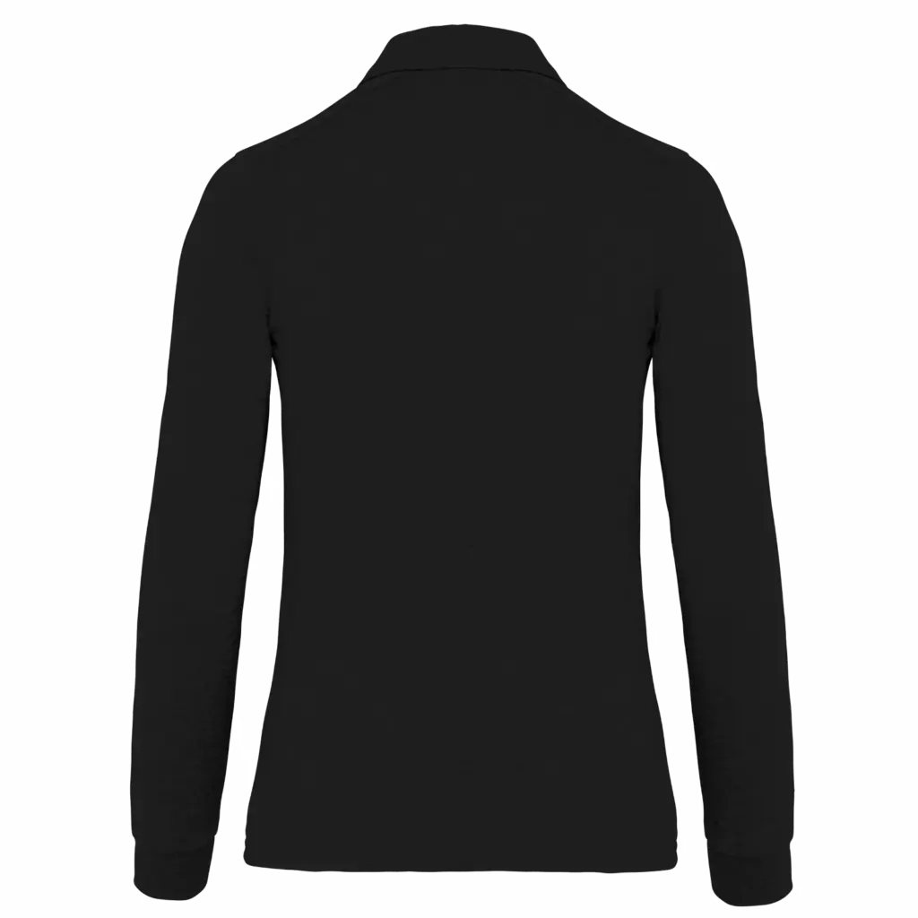 Damespolo lange mouwen van jersey, black — productfoto 8