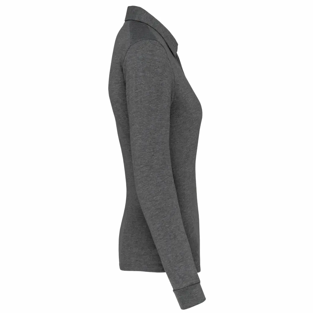 Damespolo lange mouwen van jersey, grey heather — productfoto 9
