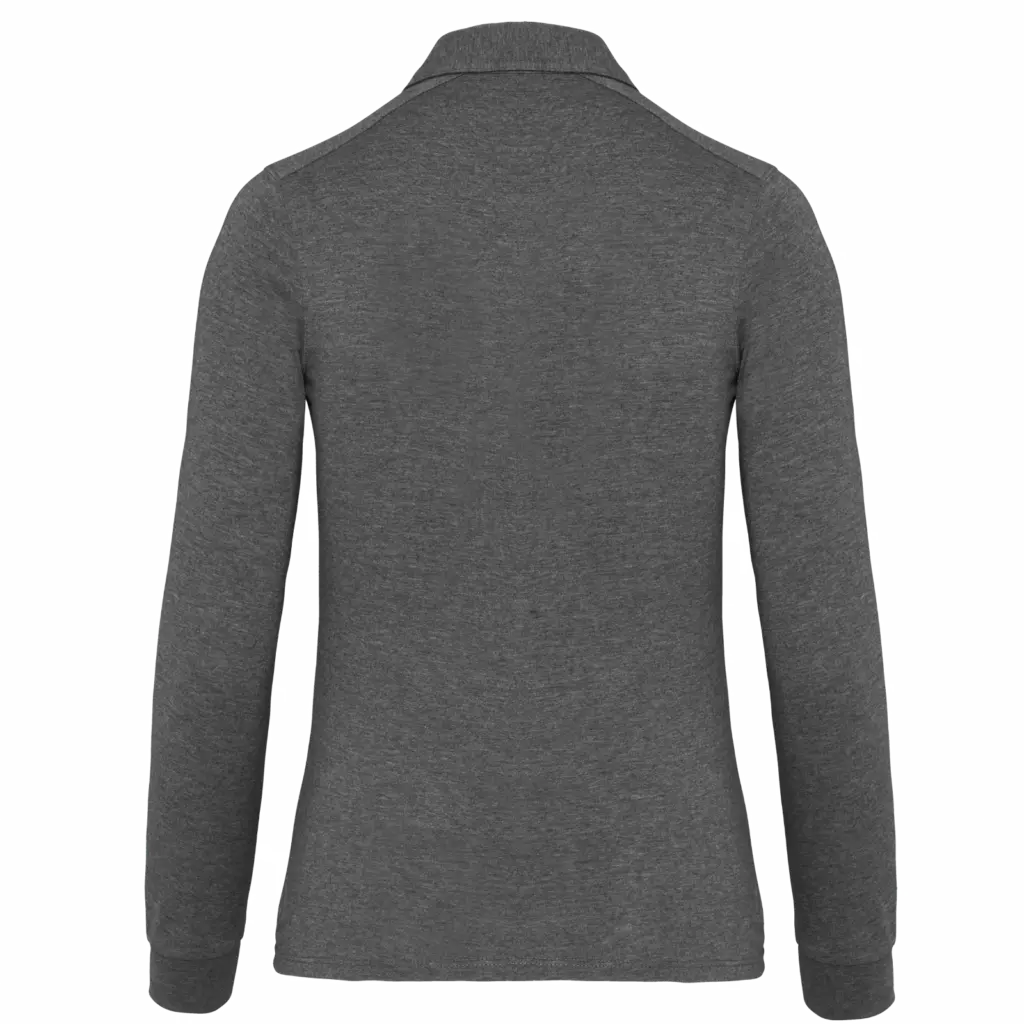 Damespolo lange mouwen van jersey, grey heather — productfoto 11