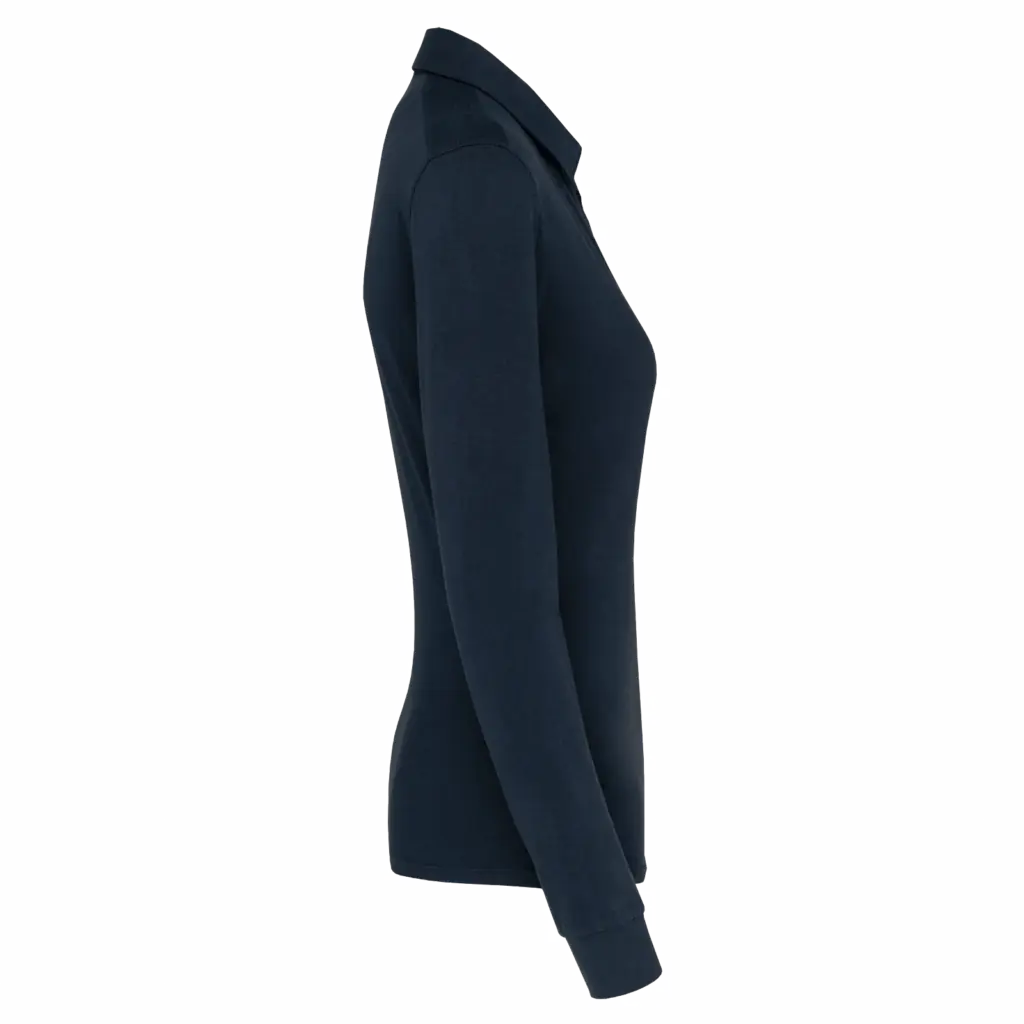 Damespolo lange mouwen van jersey, navy — productfoto 12