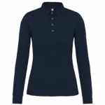 Damespolo lange mouwen van jersey, navy — productfoto 13