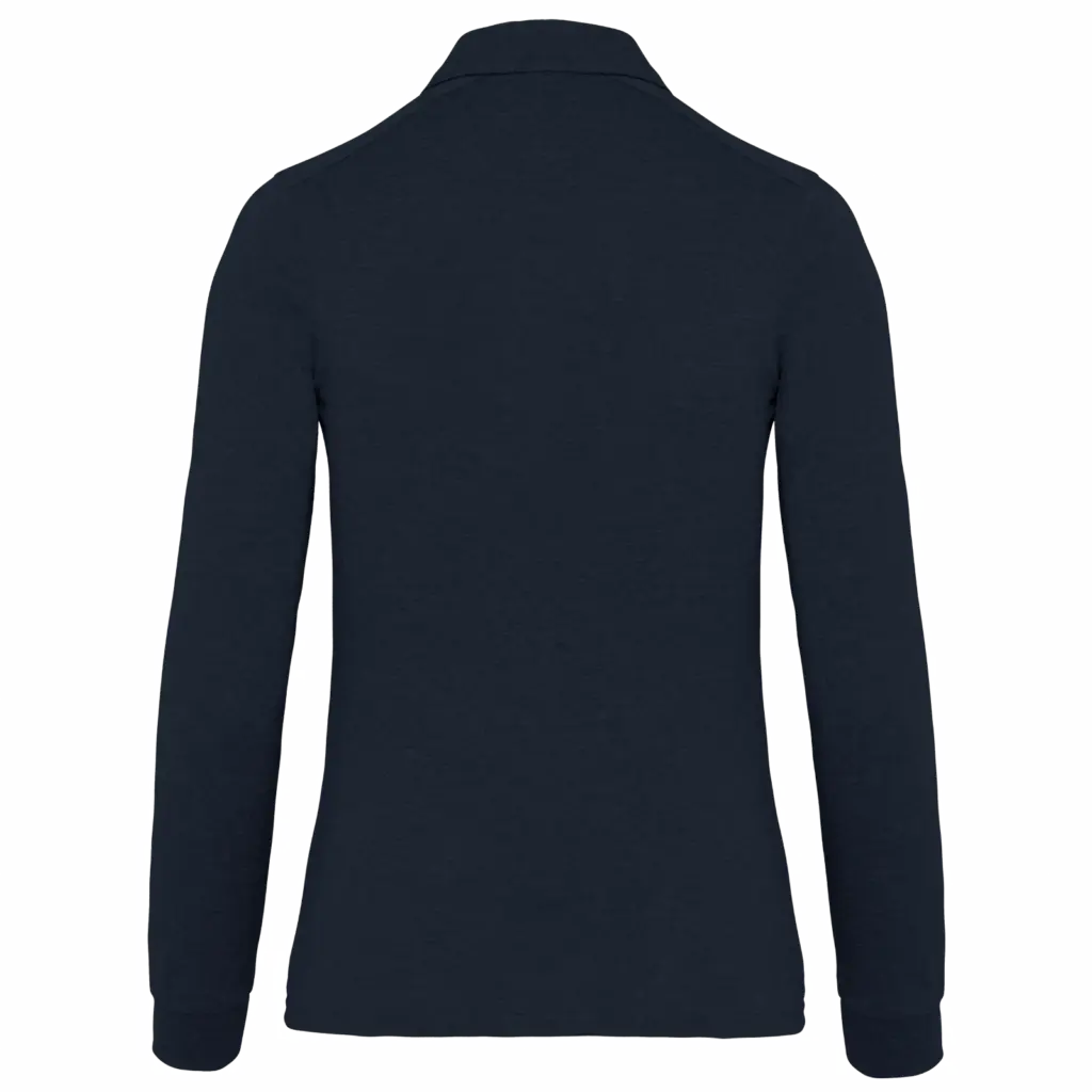 Damespolo lange mouwen van jersey, navy — productfoto 14