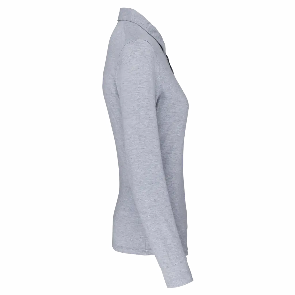Damespolo lange mouwen van jersey, oxford grey — productfoto 15