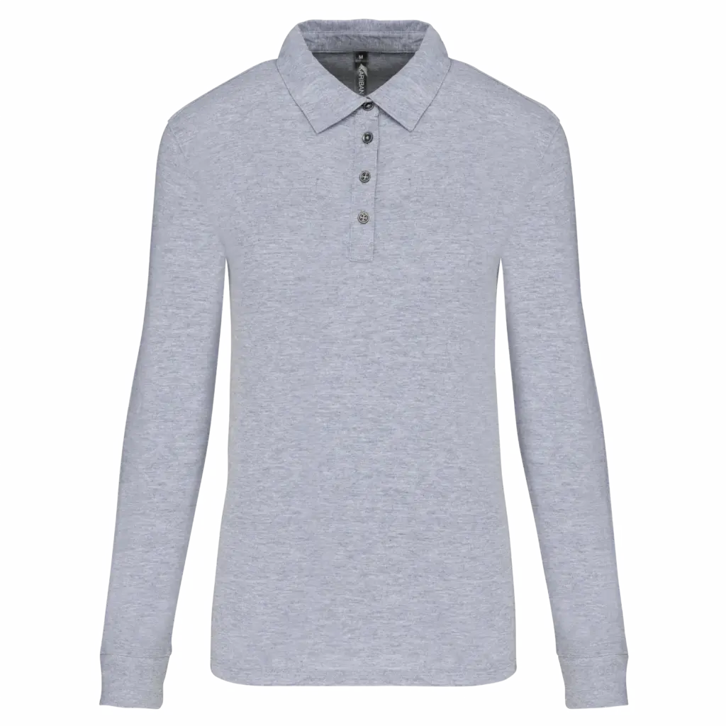 Damespolo lange mouwen van jersey, oxford grey — productfoto 16