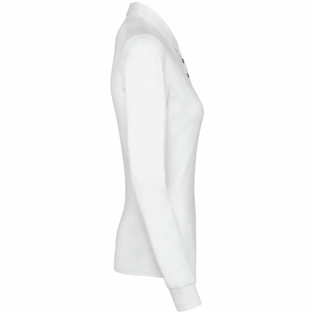 Damespolo lange mouwen van jersey, white — productfoto 18