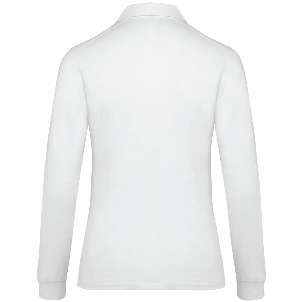 Damespolo lange mouwen van jersey, white — productfoto 20