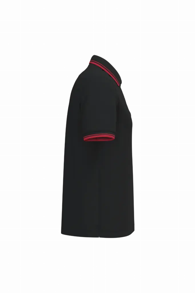 Herenpolo met korte mouwen en contrasterende bies, black / red — productfoto 18