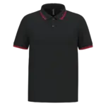 Herenpolo met korte mouwen en contrasterende bies, black / red — productfoto 19