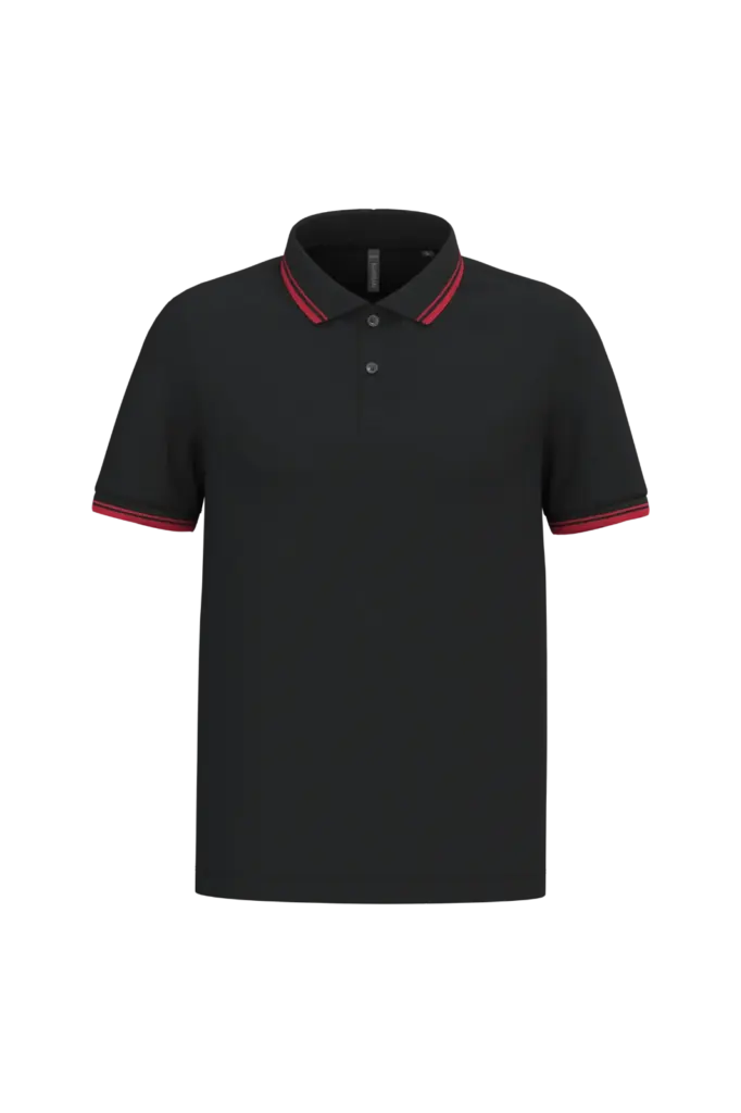 Herenpolo met korte mouwen en contrasterende bies, black / red — productfoto 19
