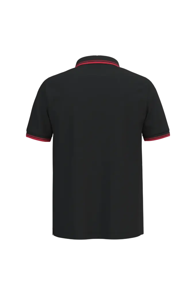 Herenpolo met korte mouwen en contrasterende bies, black / red — productfoto 20