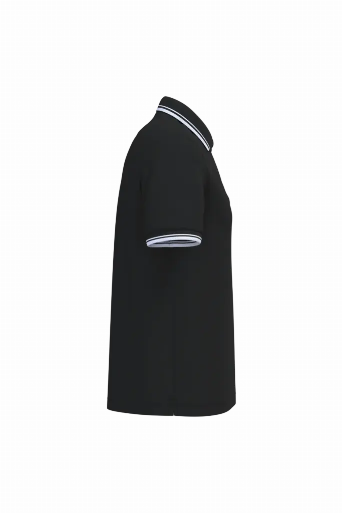 Herenpolo met korte mouwen en contrasterende bies, black/white — productfoto 21
