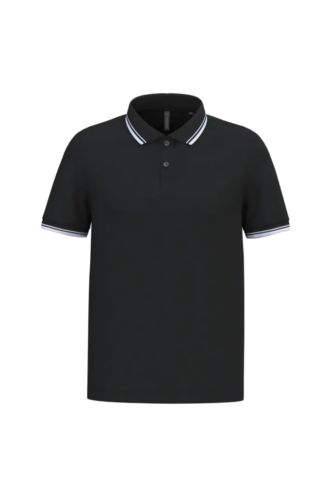 Herenpolo met korte mouwen en contrasterende bies, black/white — productfoto 22
