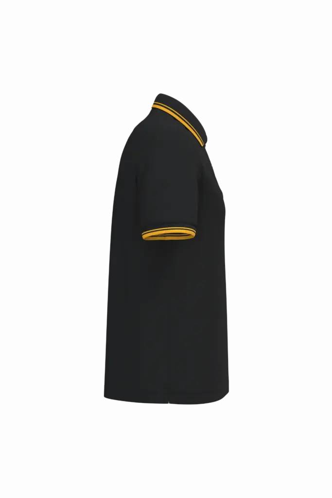 Herenpolo met korte mouwen en contrasterende bies, black / yellow — productfoto 24