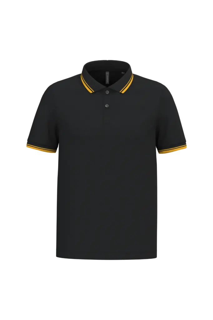 Herenpolo met korte mouwen en contrasterende bies, black / yellow — productfoto 25