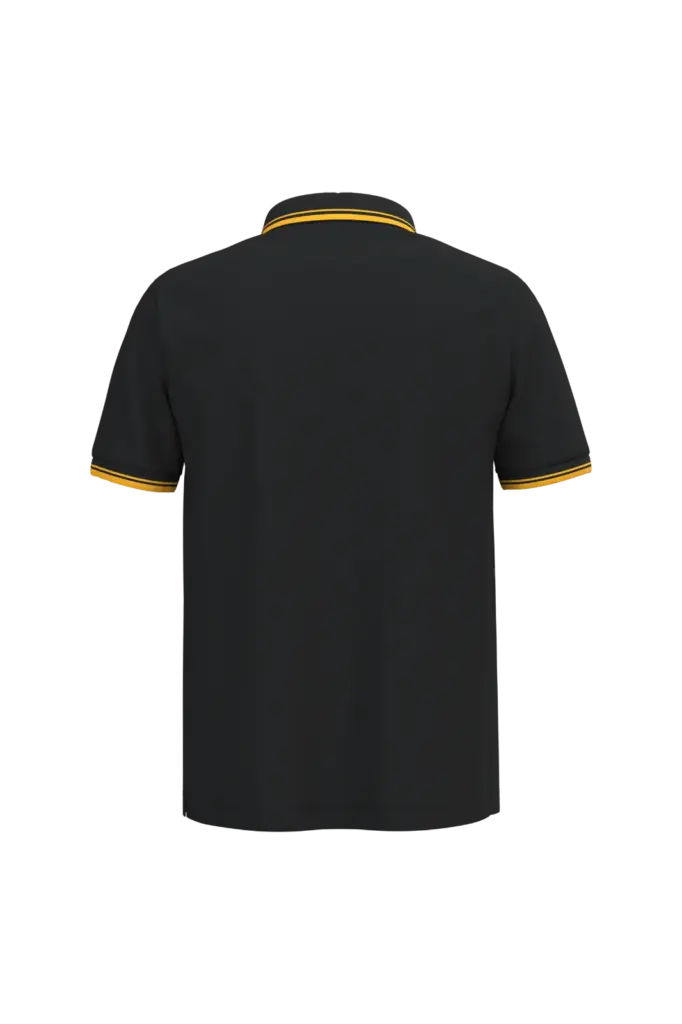 Herenpolo met korte mouwen en contrasterende bies, black / yellow — productfoto 26
