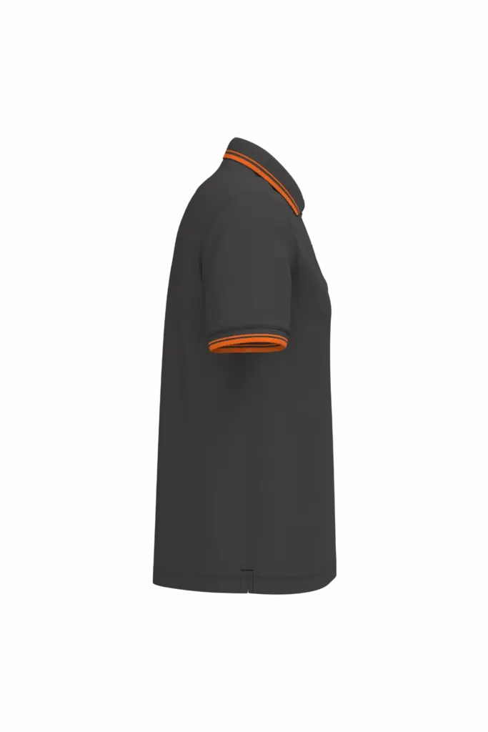 Herenpolo met korte mouwen en contrasterende bies, dark grey / orange — productfoto 27