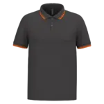 Herenpolo met korte mouwen en contrasterende bies, dark grey / orange — productfoto 28