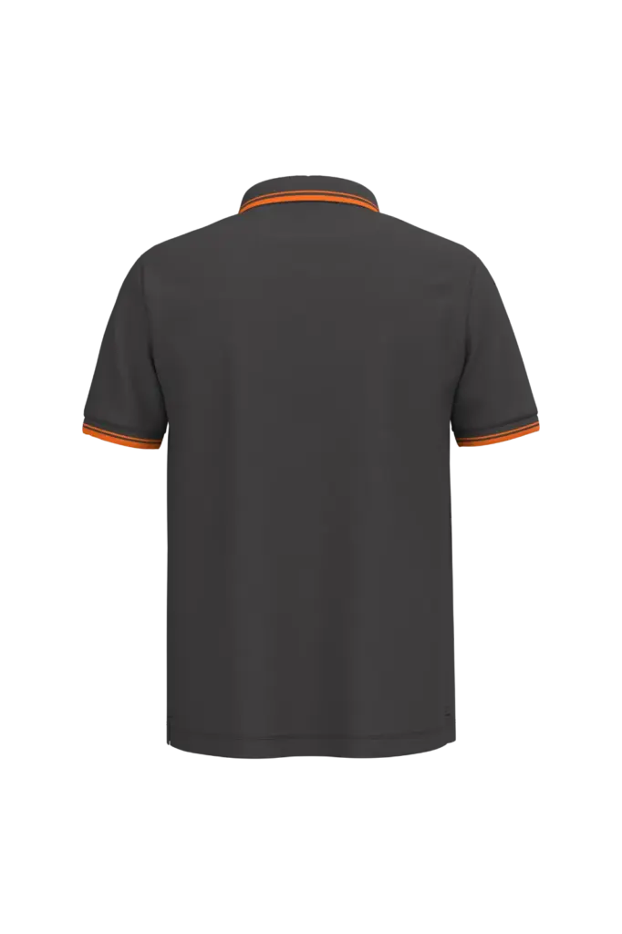 Herenpolo met korte mouwen en contrasterende bies, dark grey / orange — productfoto 29