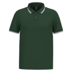 Herenpolo met korte mouwen en contrasterende bies, forest green / white — productfoto 31