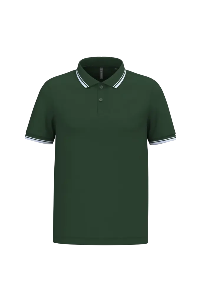 Herenpolo met korte mouwen en contrasterende bies, forest green / white — productfoto 31