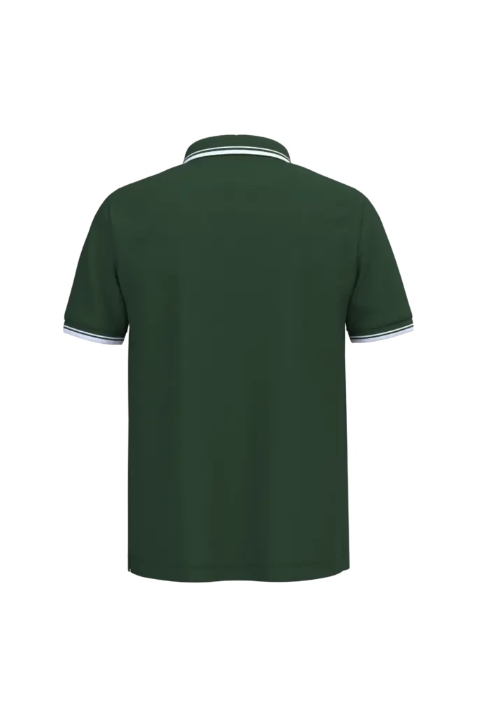 Herenpolo met korte mouwen en contrasterende bies, forest green / white — productfoto 32