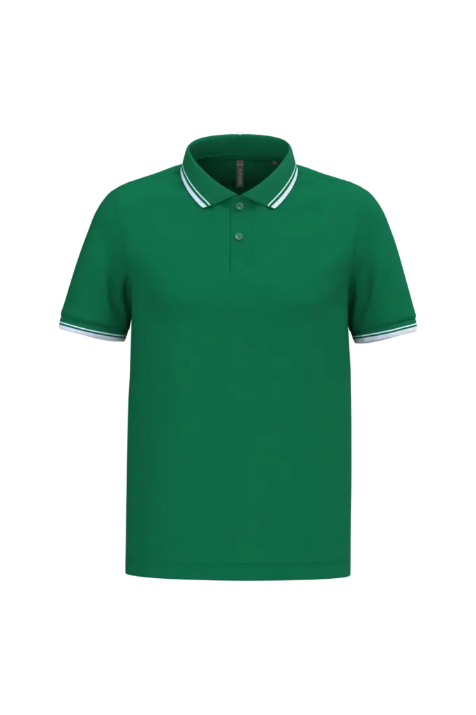 Herenpolo met korte mouwen en contrasterende bies, kelly green / white — productfoto 34