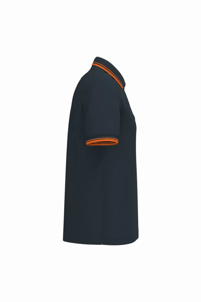 Herenpolo met korte mouwen en contrasterende bies, navy / orange — productfoto 36