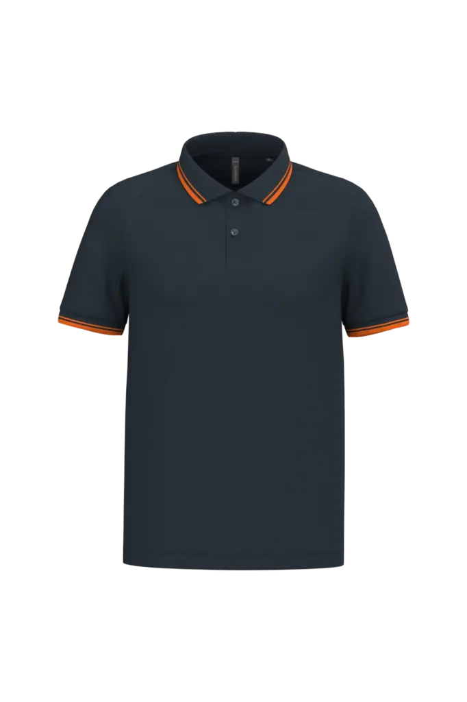 Herenpolo met korte mouwen en contrasterende bies, navy / orange — productfoto 37