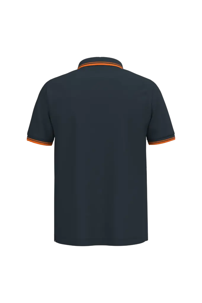 Herenpolo met korte mouwen en contrasterende bies, navy / orange — productfoto 38
