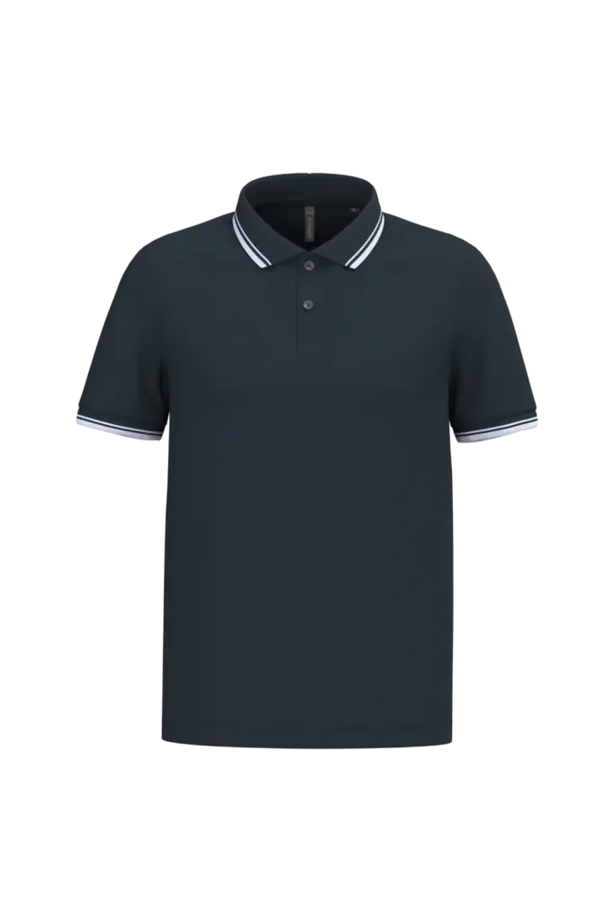 Herenpolo met korte mouwen en contrasterende bies, navy / white — productfoto 40