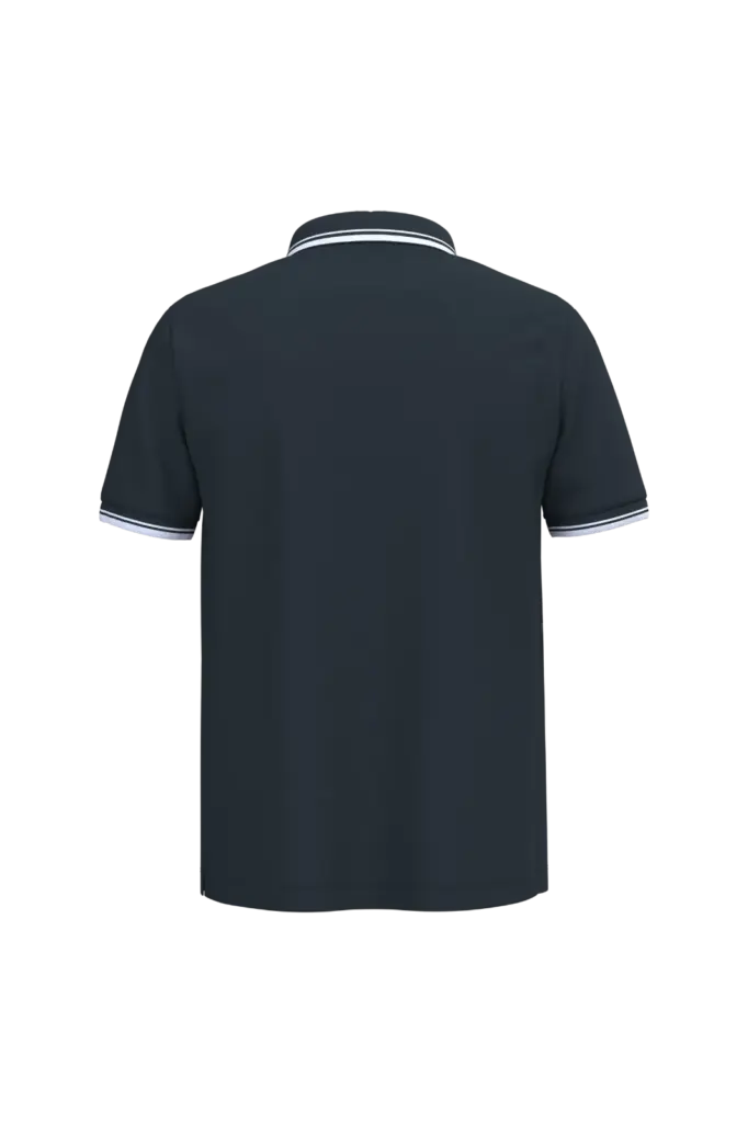 Herenpolo met korte mouwen en contrasterende bies, navy / white — productfoto 41