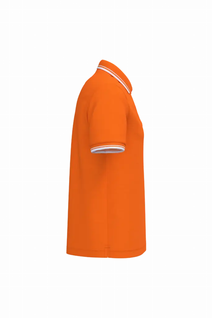Herenpolo met korte mouwen en contrasterende bies, orange / white — productfoto 42