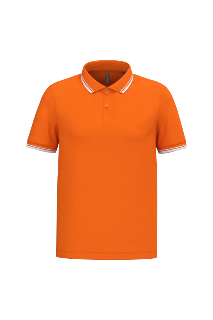 Herenpolo met korte mouwen en contrasterende bies, orange / white — productfoto 43