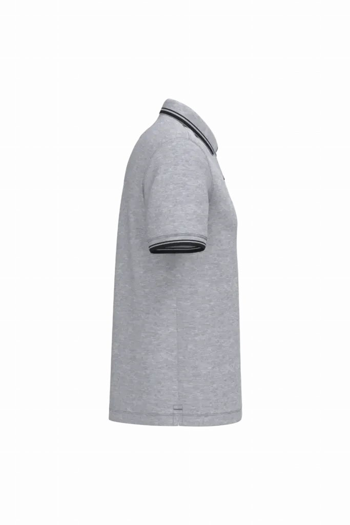 Herenpolo met korte mouwen en contrasterende bies, oxford grey / black — productfoto 45
