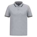 Herenpolo met korte mouwen en contrasterende bies, oxford grey / black — productfoto 46