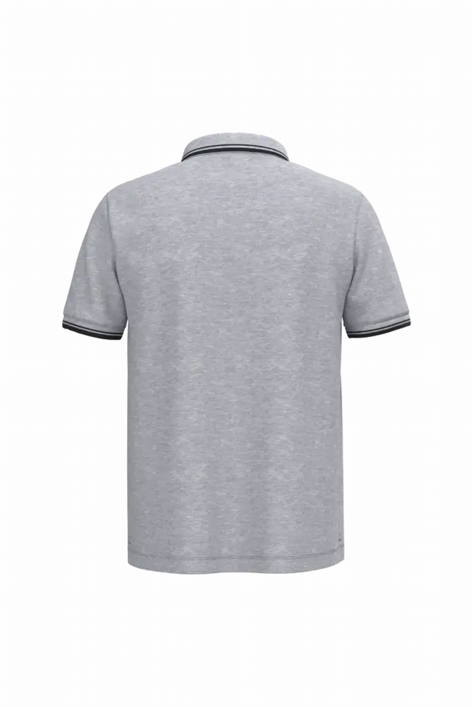 Herenpolo met korte mouwen en contrasterende bies, oxford grey / black — productfoto 47