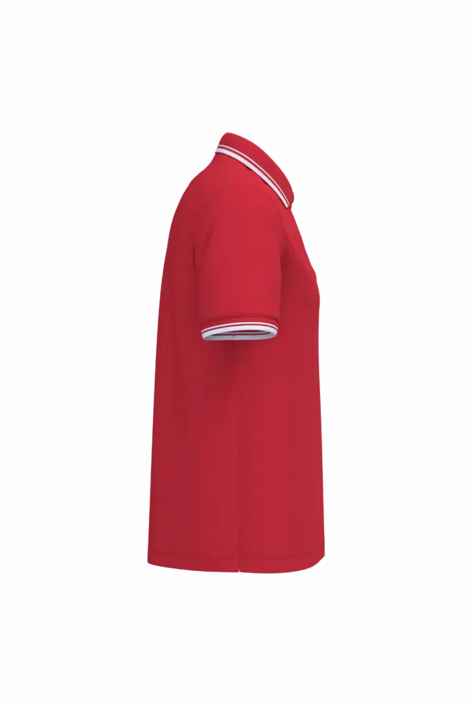Herenpolo met korte mouwen en contrasterende bies, red / white — productfoto 48