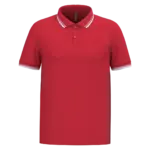 Herenpolo met korte mouwen en contrasterende bies, red / white — productfoto 49